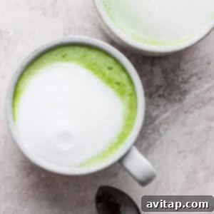 Matcha latte in a glass