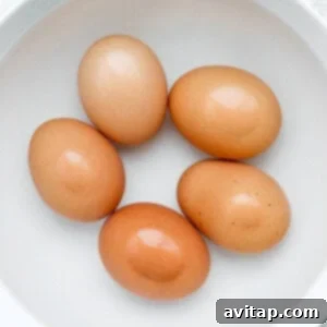 Boiled eggs in an ice bath.
