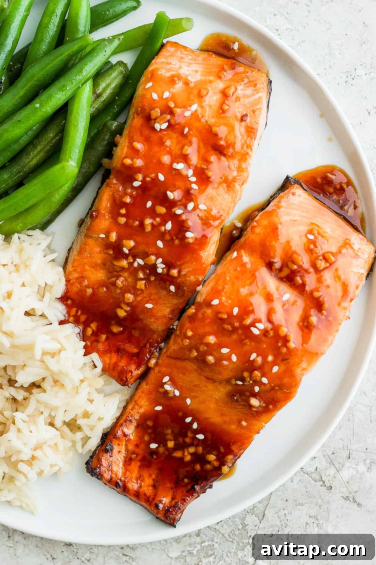 salmon teriyaki on plate