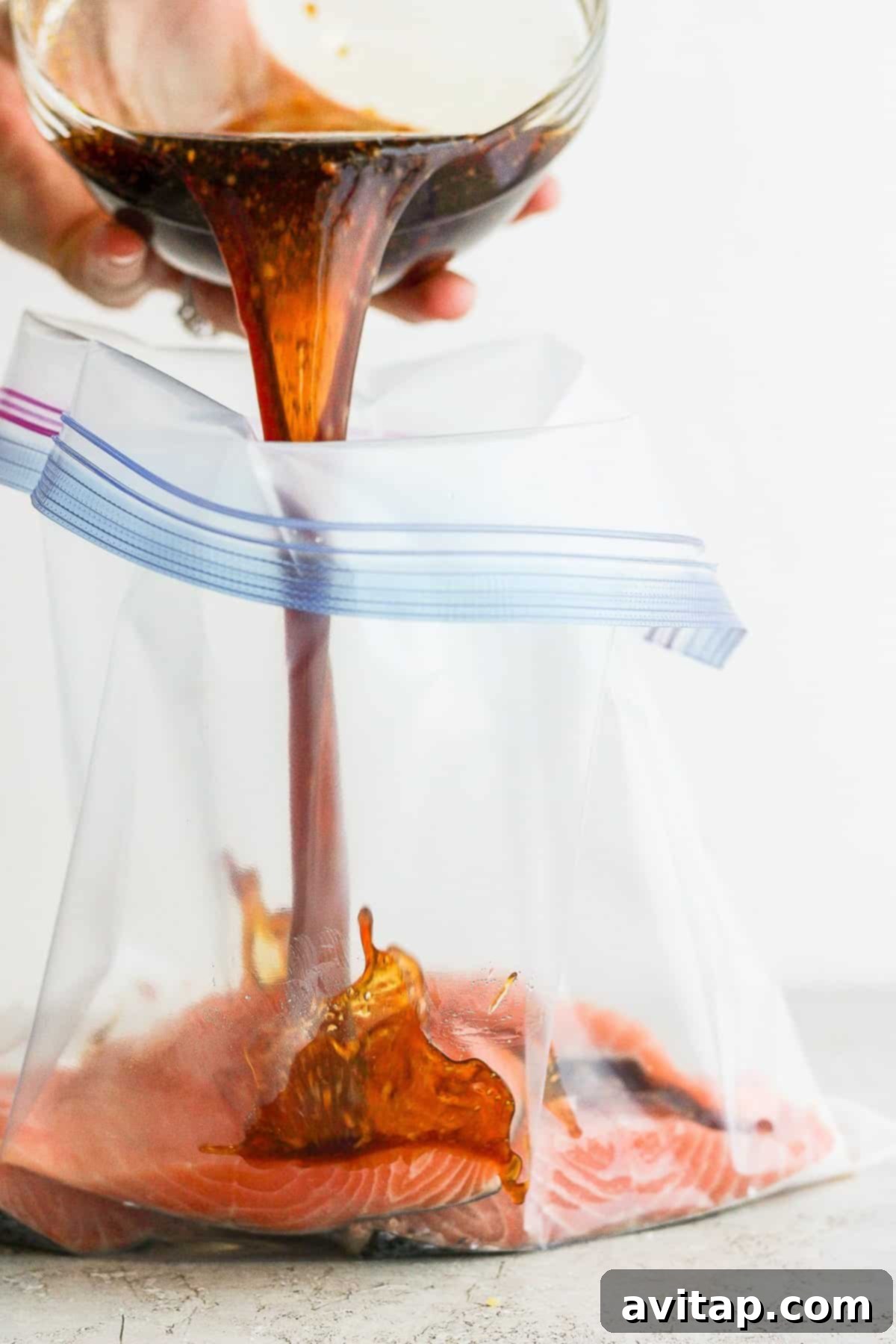 marinating salmon in bag