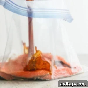 Salmon fillets in a plastic bag.