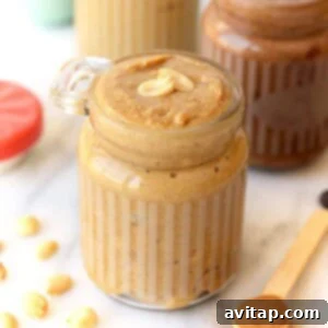 Homemade peanut butter in a jar