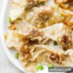 Tangy Green Papaya Delight 2 Delicious homemade pork dumplings served on a white plate, garnished with fresh green onions.