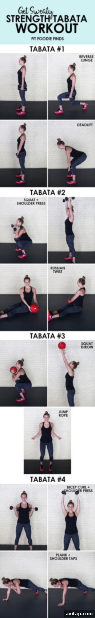 Sweat and Strength Tabata 3 Get sweaty with this full-body strength tabata workout by mixing strength exercises with plyometrics!