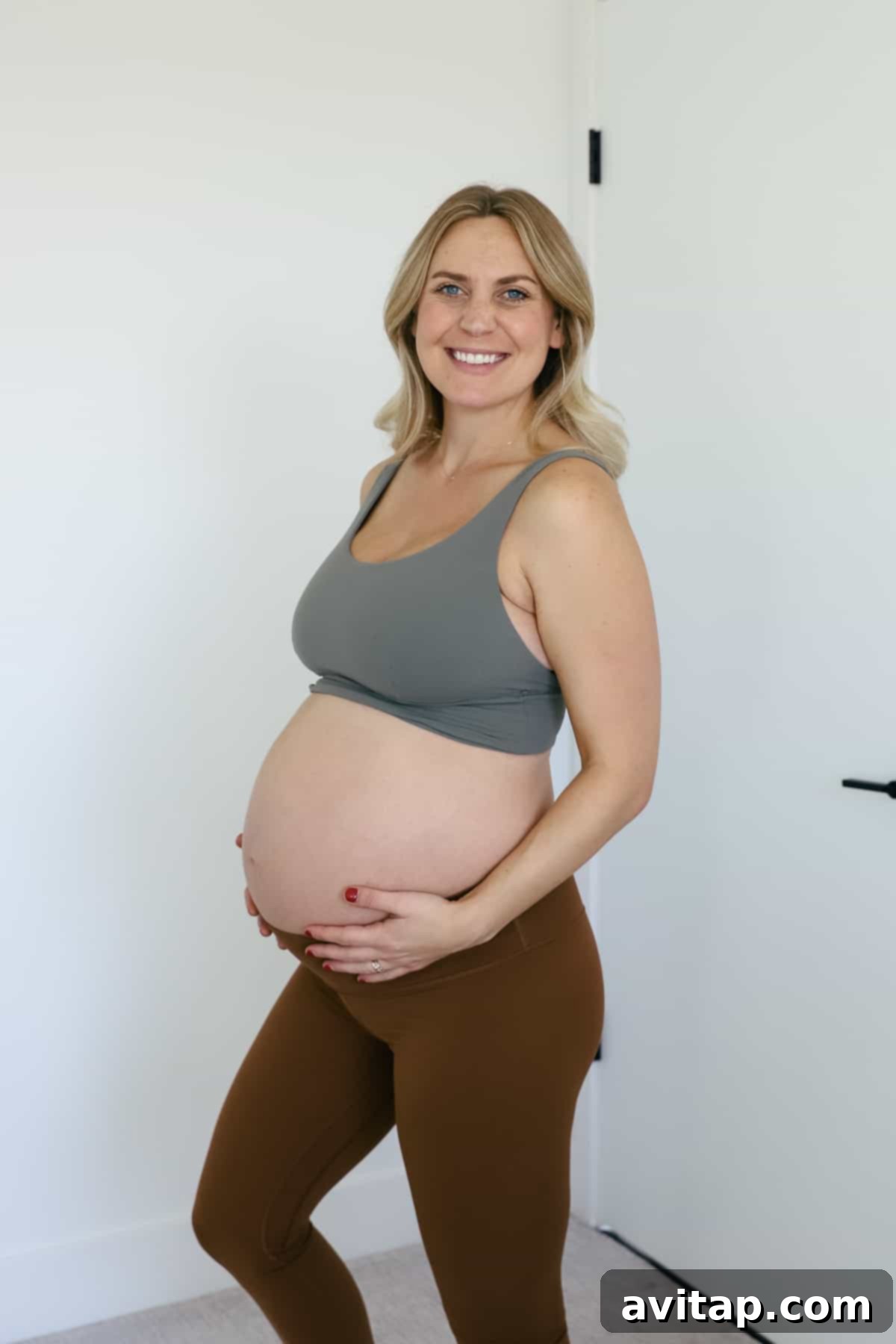 Lululemon Maternity Postpartum Favorites 4 Woman wearing the Lululemon Align Bra (C/D), highlighting its soft fabric and comfortable fit.