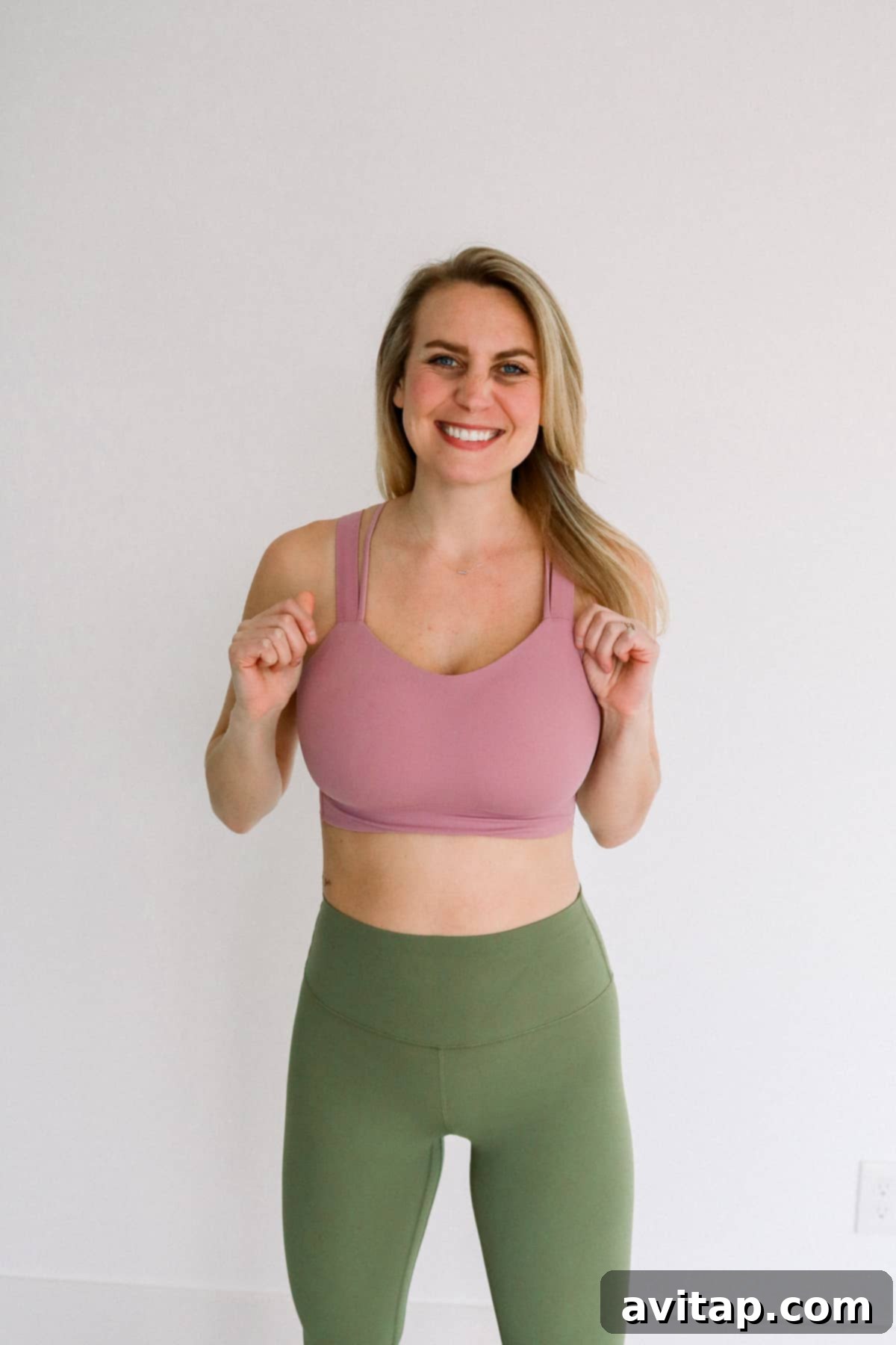 Lululemon Cloud Bra for Pregnancy Woman wearing a Lululemon Like a Cloud Bra, showcasing its soft material and comfortable fit.