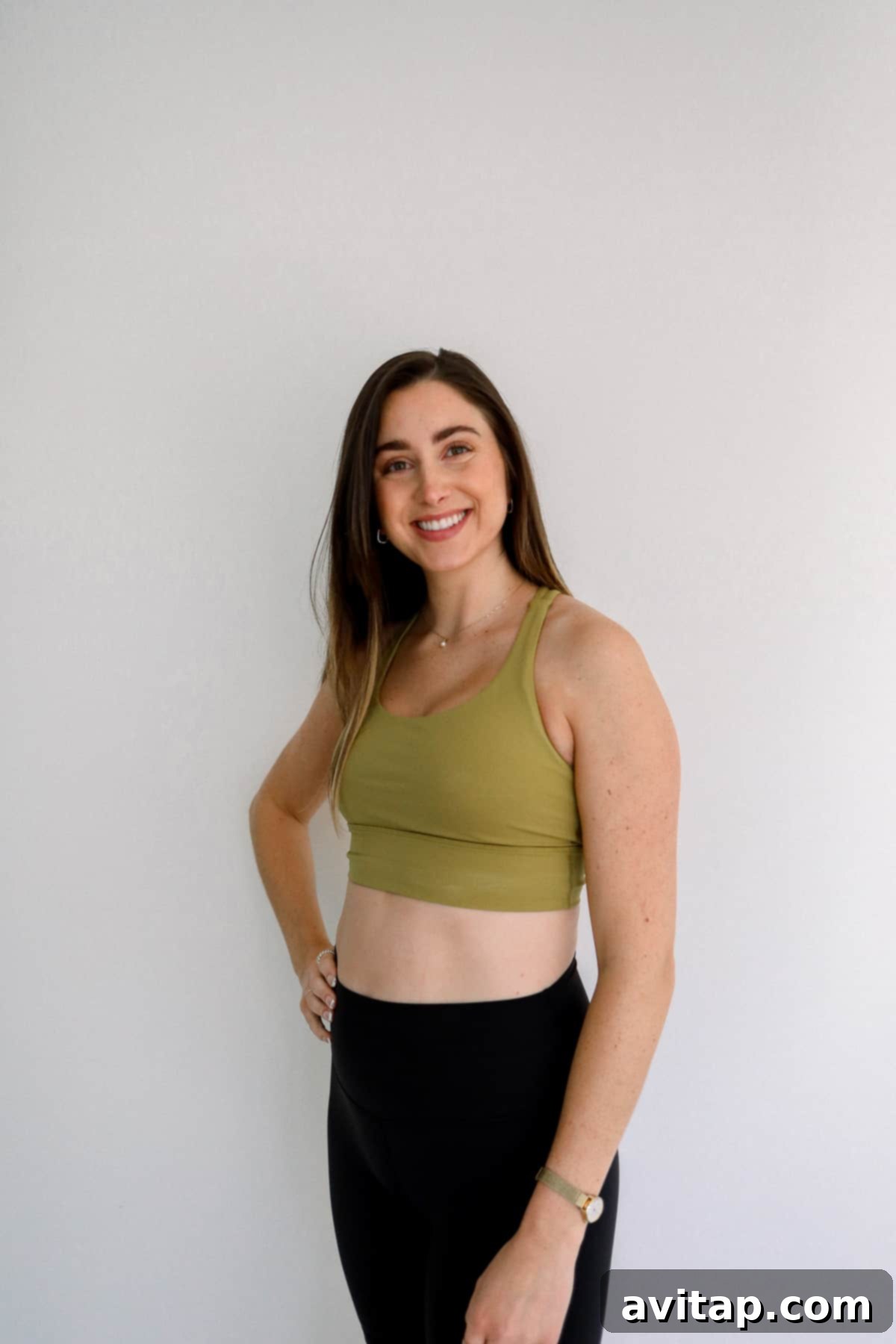 Lululemon Energy Bra for Active Moms Woman wearing a Lululemon Energy Bra, demonstrating its iconic design and supportive fit.