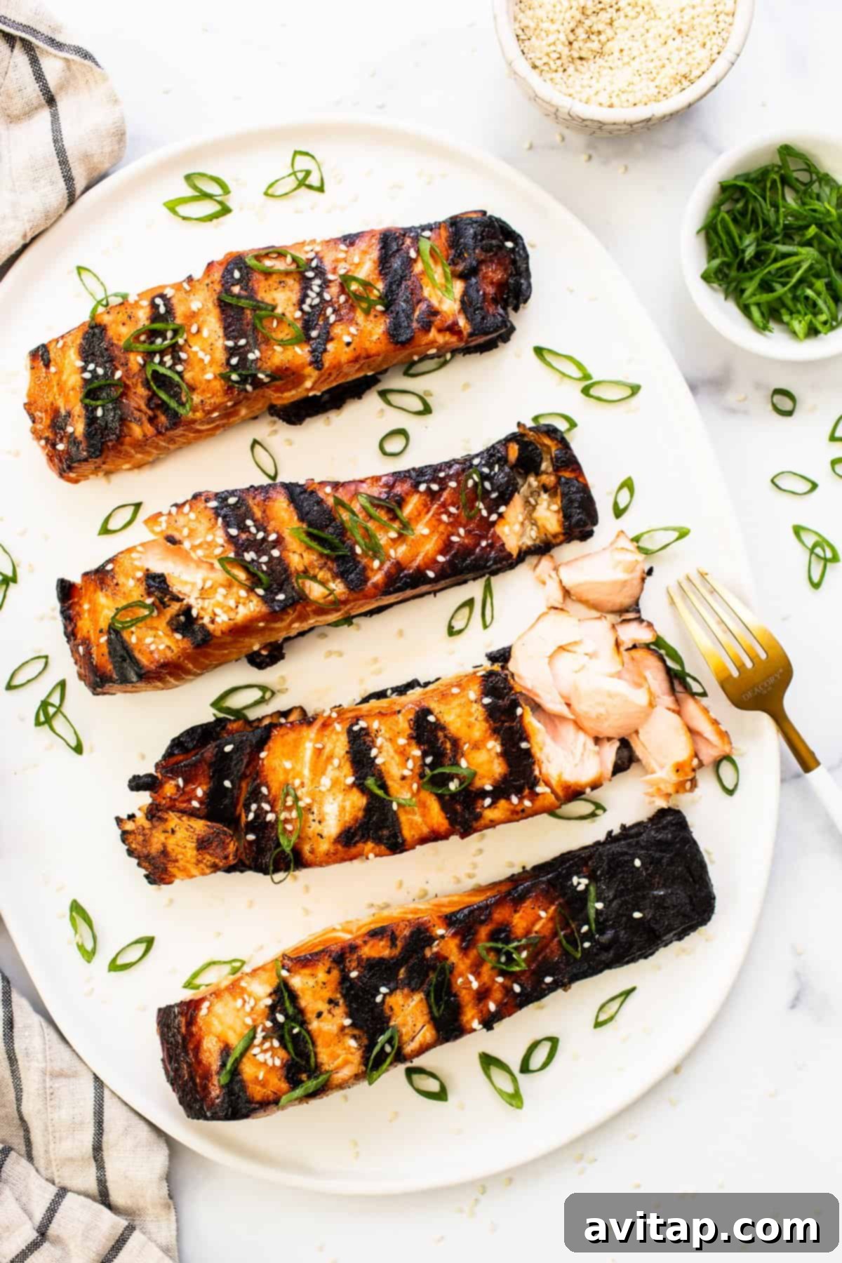 cooked salmon on plate.
