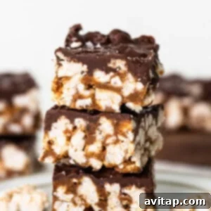 A stack of perfectly sliced chocolate peanut butter fudge bars on a plate, showing the layers clearly.