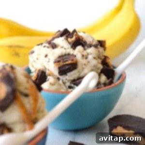 Banana soft serve blended with peanut butter creates a delectable and creamy ice cream, perfect for a healthy treat.