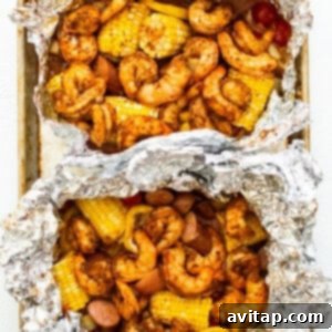 All or the ingredients for these shrimp packets go into two foil packs.