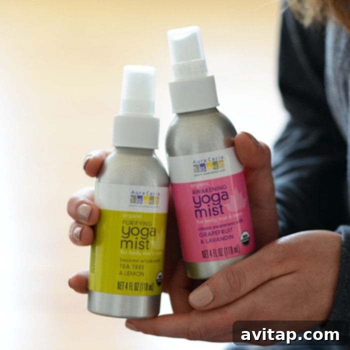 Aura Cacia Yoga Mist in Tea Tree Lemon and Grapefruit Lavender scents