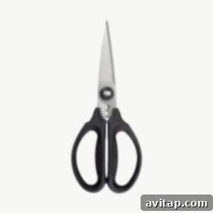 A pair of sharp kitchen shears.