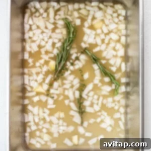 Basting liquid prepared in a roasting pan.