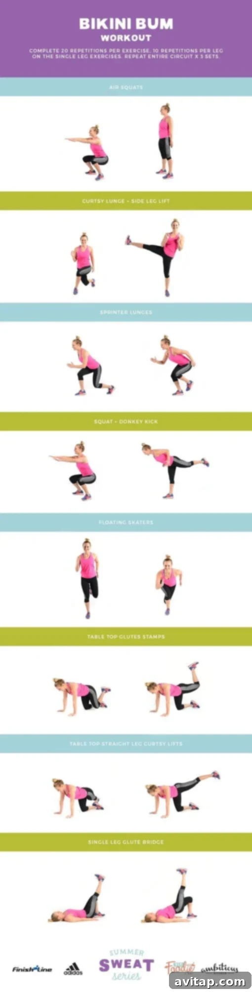 Do this Bikini Bum Workout anywhere at anytime! All you need is your bodyweight and about 30 minutes.