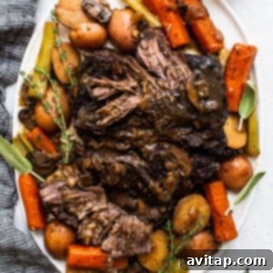 Pot roast on a plate.