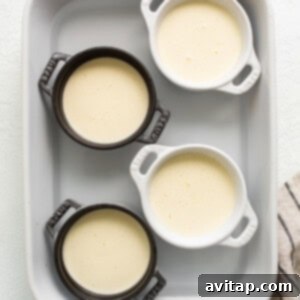Ice cream mixture in ramekins.