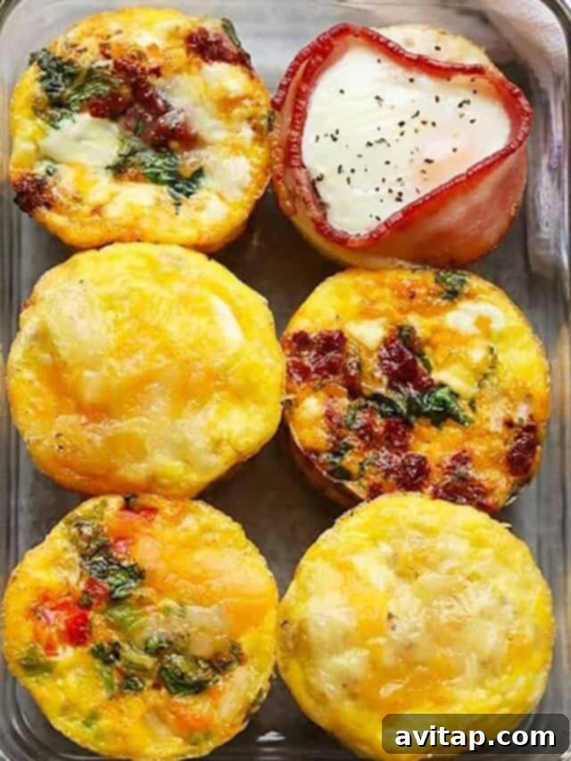 15 Delicious Breakfast Egg Recipes 10 A beautiful spread of various healthy egg cup recipes, ideal for quick, high-protein breakfasts.