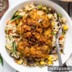 Chicken pot pie skillet, ready to be served.