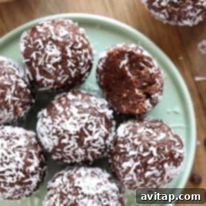 Delicious Chocolate Coconut Energy Balls on a Plate