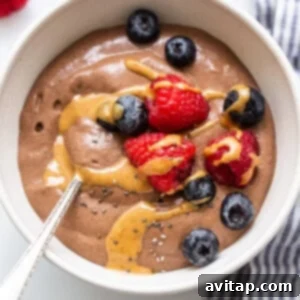 Blended chia seed pudding in a bowl, garnished for a perfect presentation.