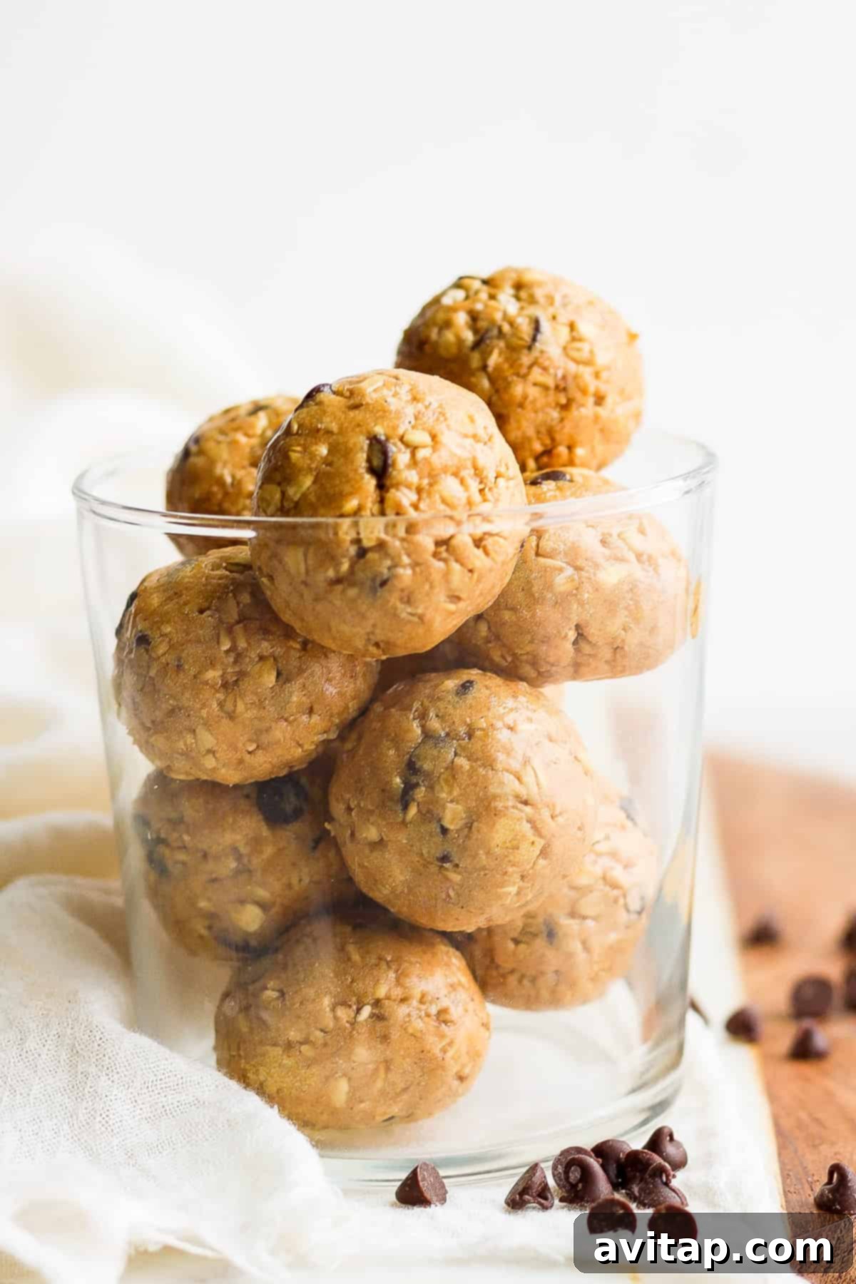 Delicious collagen cookie dough bites in a stack, ready to eat.