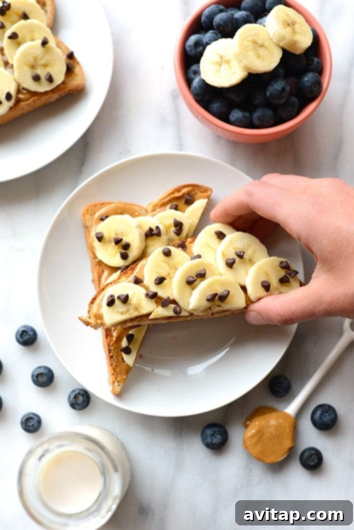 Peanut Butter Banana Toast, a delicious and quick breakfast option