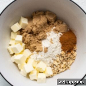 Streusel topping in a bowl, ready to be sprinkled.