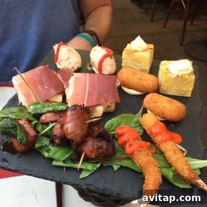 Spanish tapas dishes at Pintxos restaurant