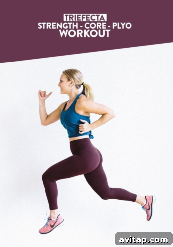 Transform your fitness with this Trifecta workout for a total body burn, integrating strength, core, and plyometrics, all achievable with just a set of dumbbells!