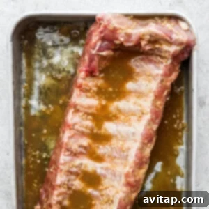 A piece of raw meat resting in a pan, fully covered in a rich, brown marinade, ready for refrigeration.