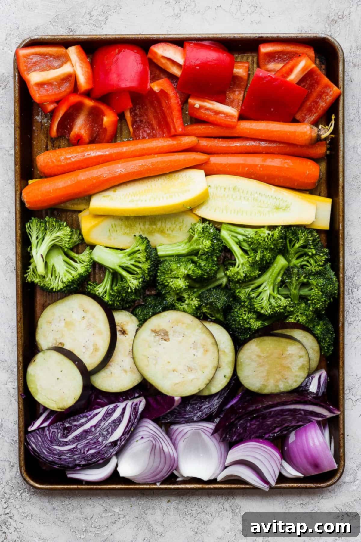A beautifully arranged tray filled with a variety of colorful grilled vegetables, ready to be enjoyed.