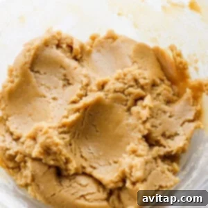 peanut butter in a glass bowl.