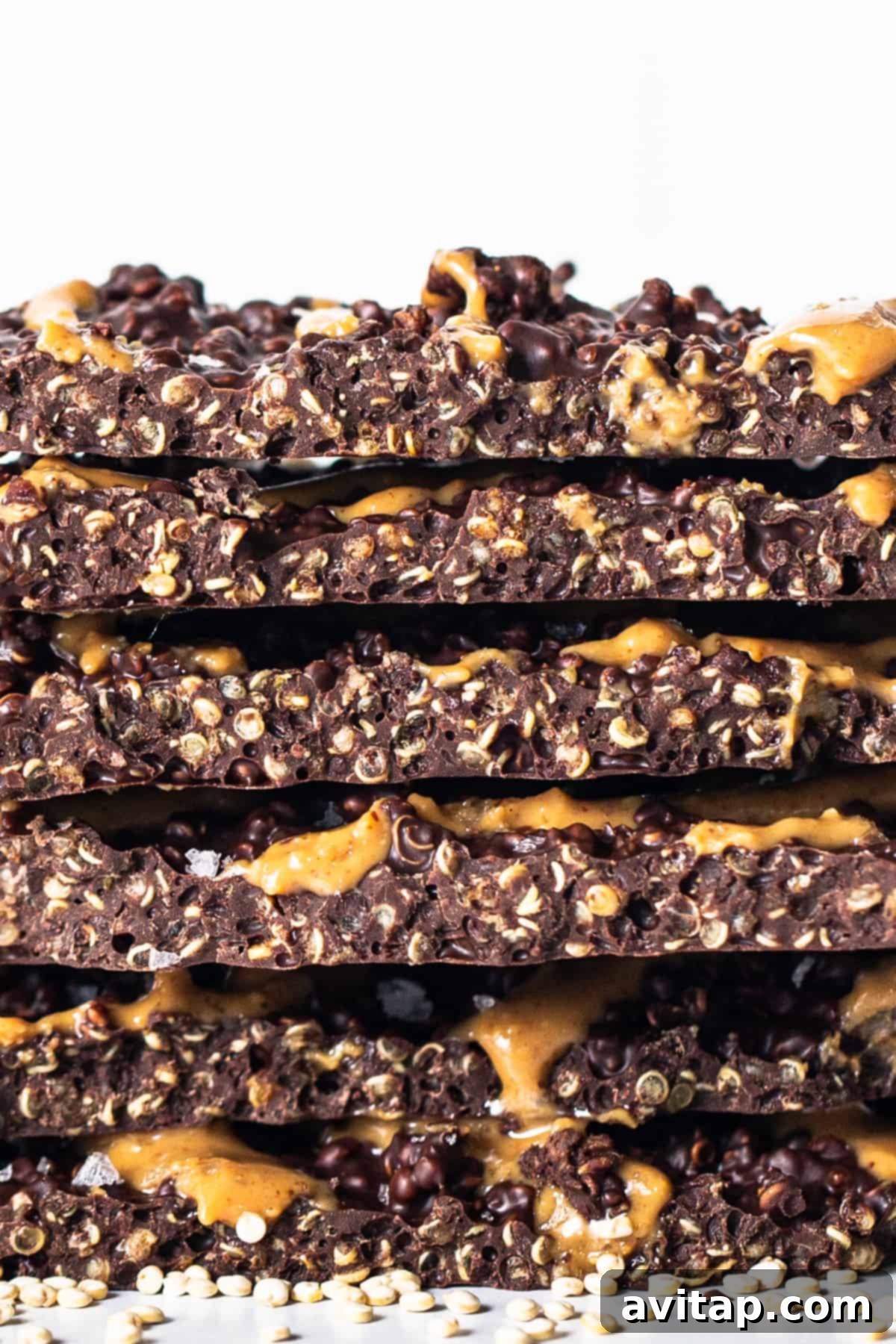A stack of chocolate and caramel granola bars.