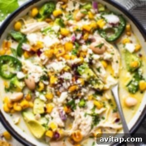 A hearty bowl of Street Corn Chicken Chili.