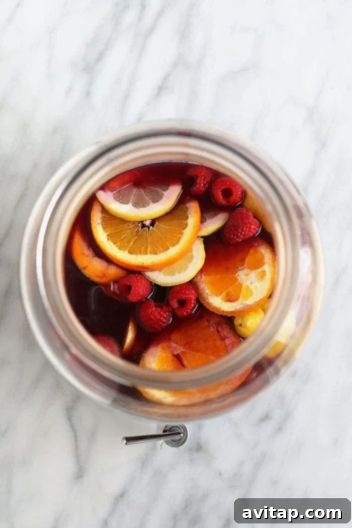 sangria recipe in a large pitcher