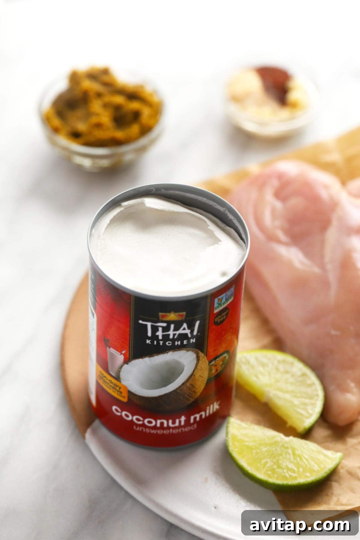 Aromatic Coconut Curry Chicken 3 A can of full-fat coconut milk, a key ingredient for rich and creamy curry.