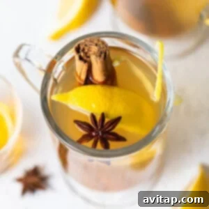A cozy mug of Maple Hot Toddy, garnished with cinnamon and star anise, highlighting the drink's comforting appeal.