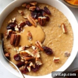 Slow Cooker Oatmeal with cranberries and pecans, a perfect autumnal breakfast.