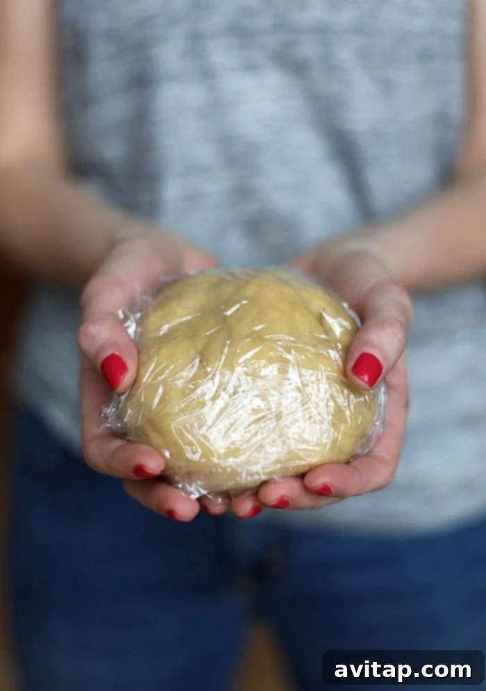 Perfectly chilled almond flour sugar cookie dough ready for rolling Chilled healthy almond flour sugar cookie dough