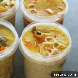 soup in storage container.