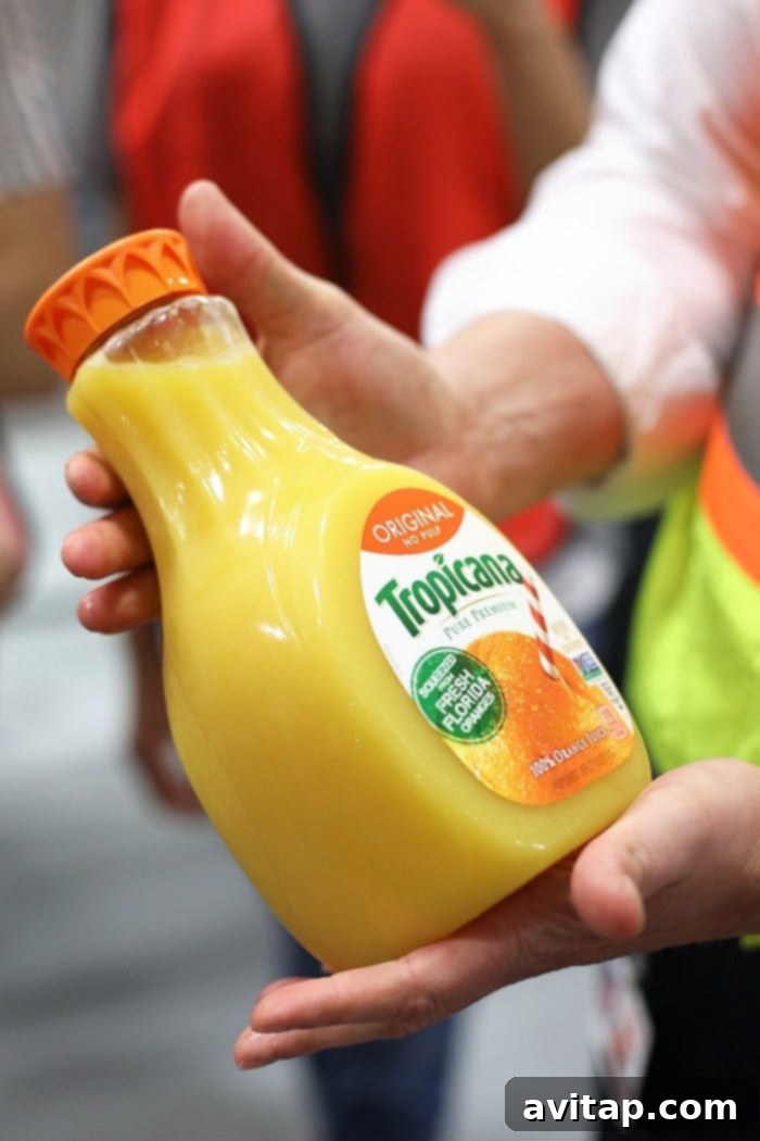 Detailed view of the orange harvesting process for Tropicana orange juice.