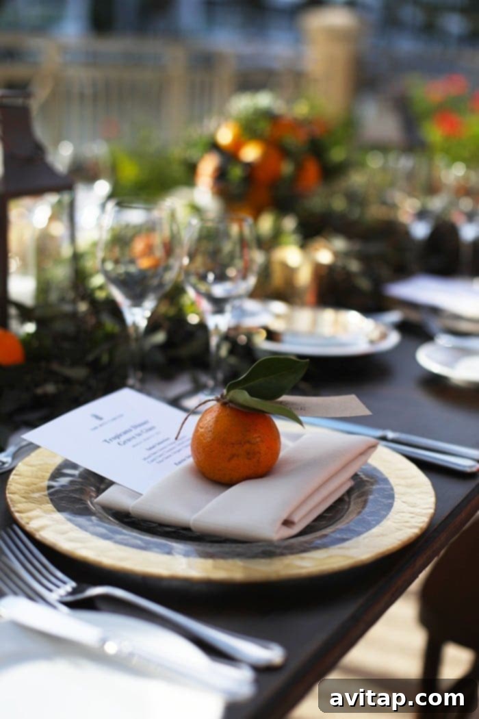 Delicious orange-themed appetizers and cocktails served at the Tropicana event dinner.