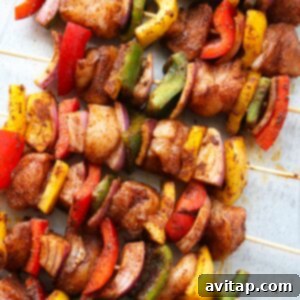 kabobs on countertop.