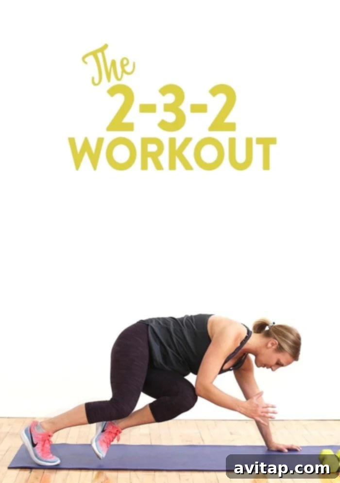 Grab a pair of dumbbells and do the 2-3-2 Workout for a 45-minute, circuit-based strength workout that incorporates bursts of cardio.