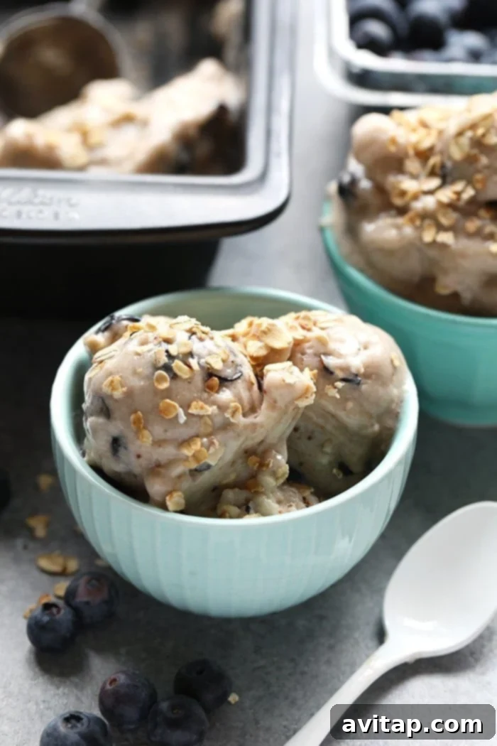 Cool off this summer with this Vegan Blueberry Muffin Banana Soft-Serve. It is naturally sweetened, delicious, and made with only six ingredients!