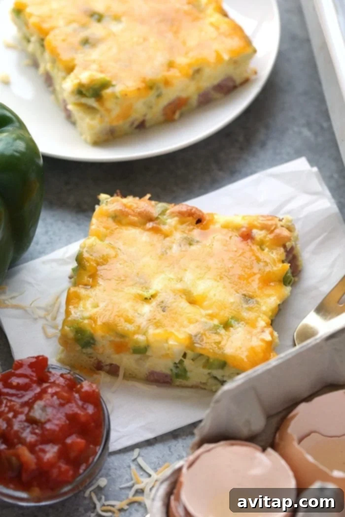 Denver Omelet Casserole 2 A large Denver Omelette Egg Bake, perfect for breakfast or brunch gatherings.
