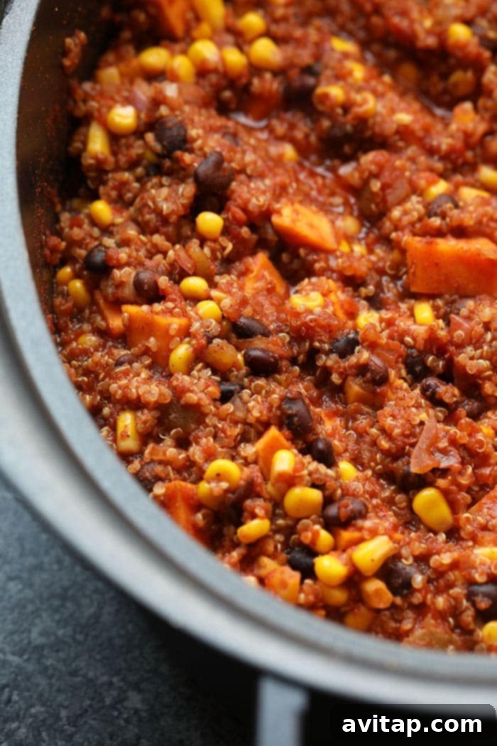 Fully cooked Mexican quinoa in the slow cooker