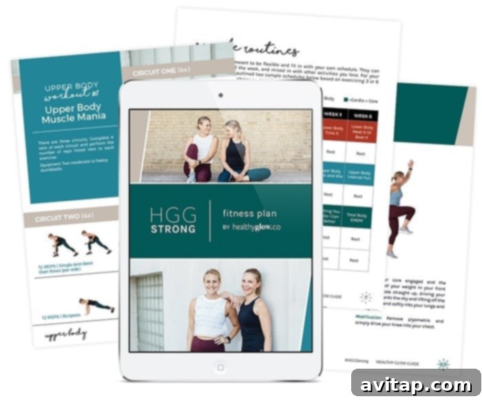 HGG STRONG program delivers a comprehensive approach to fitness with bodyweight, dumbbell, and cardio exercises for a balanced and effective workout.