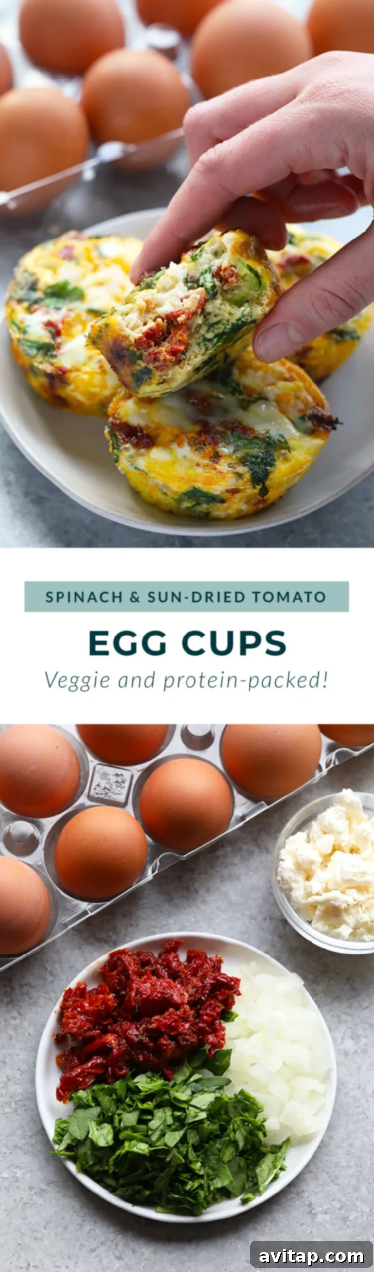 Hand holding a plate with two Mediterranean egg cups, garnished with fresh herbs, ready to eat.